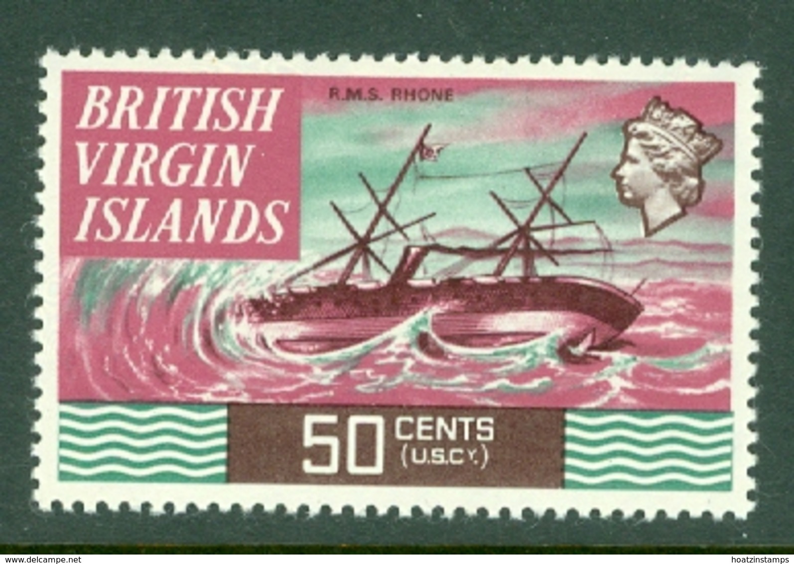 British Virgin Is: 1970/74   QE II - Ships  SG252   50c   MH - Britse Maagdeneilanden