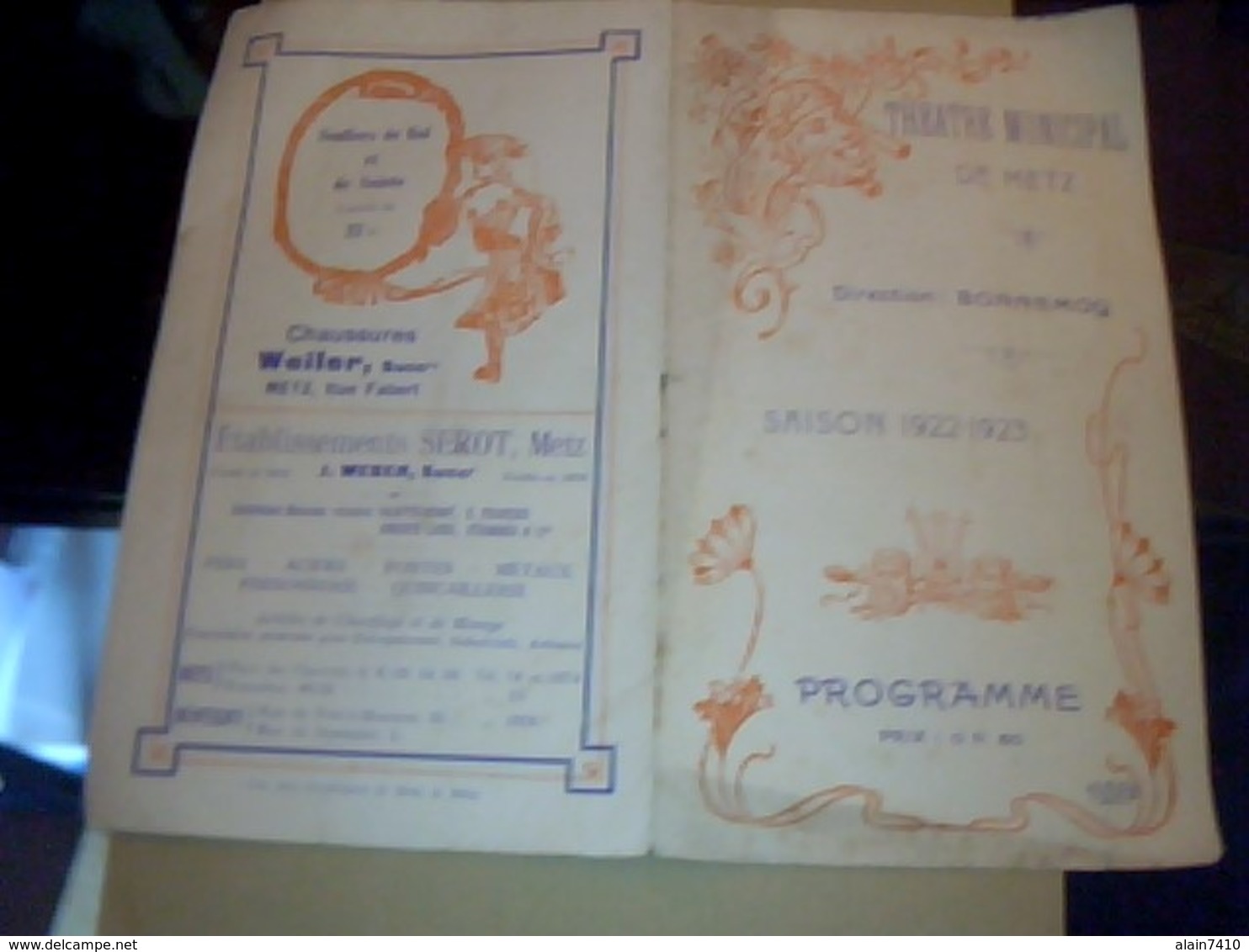 PROGRAMME THEATRE  MUNICIPAL DE  METZ SAISON THEATRALE1922/ 1923 / - Programmes