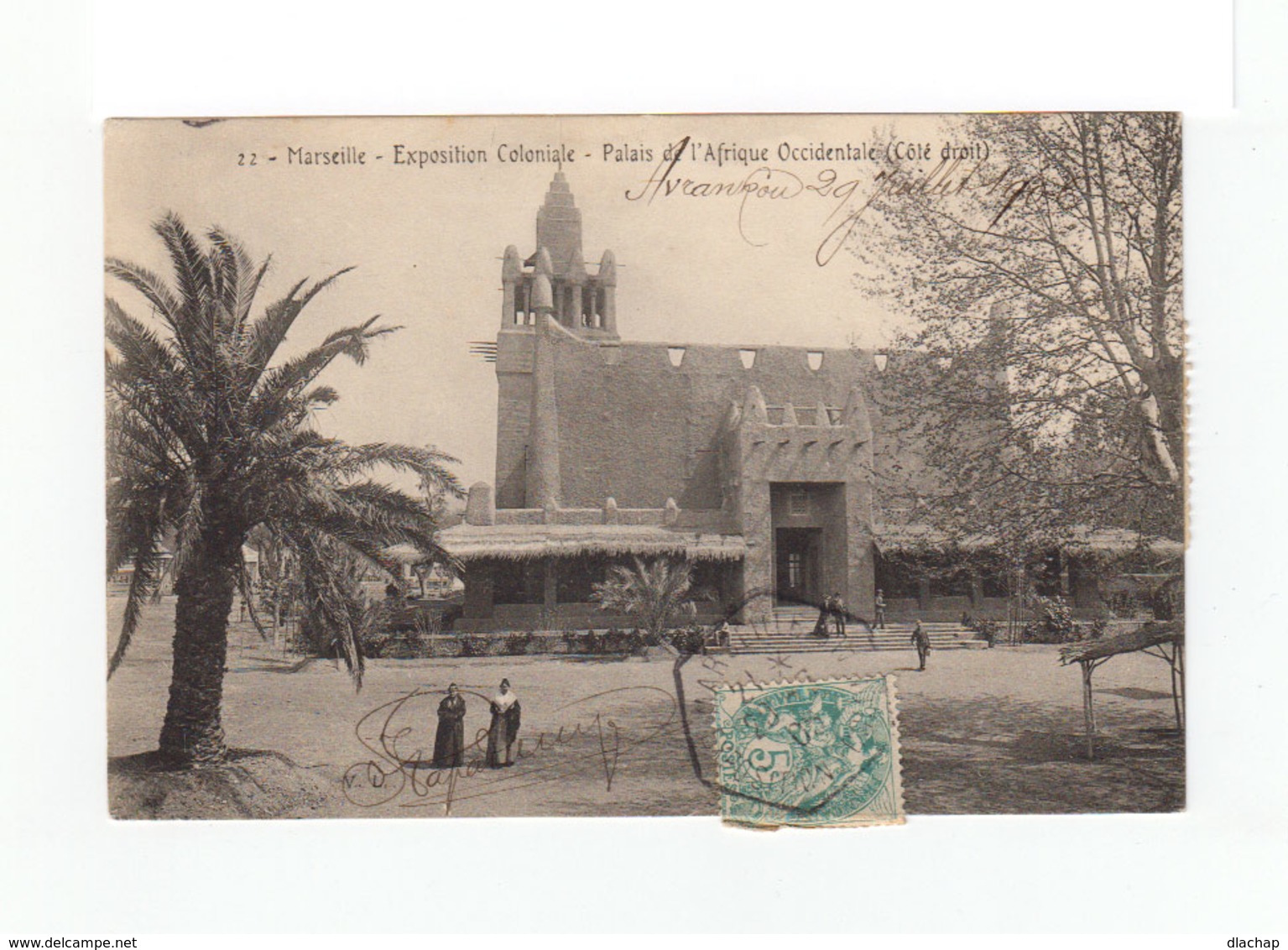 Sur Carte Postale Expo. Coloniale Type Blanc CAD Exposition Coloniale 1906. Vignette Exposition Coloniale. (1093x) - Cachets Commémoratifs