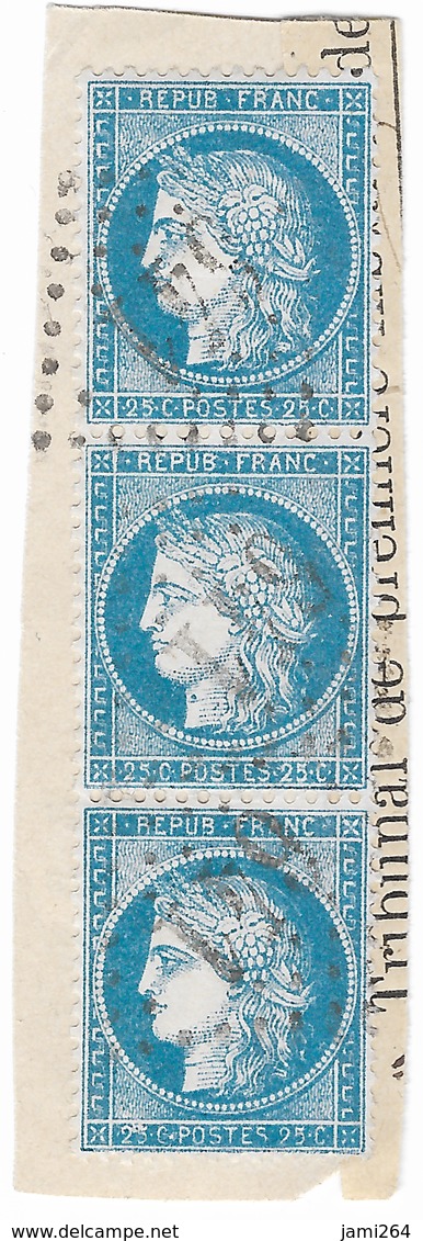 TIMBRE )  60/1 ;BANDE DE TROIS  VERTICALE. 98/108/118 D1;DIFFICILE À TROUVER ; TTB - 1871-1875 Ceres