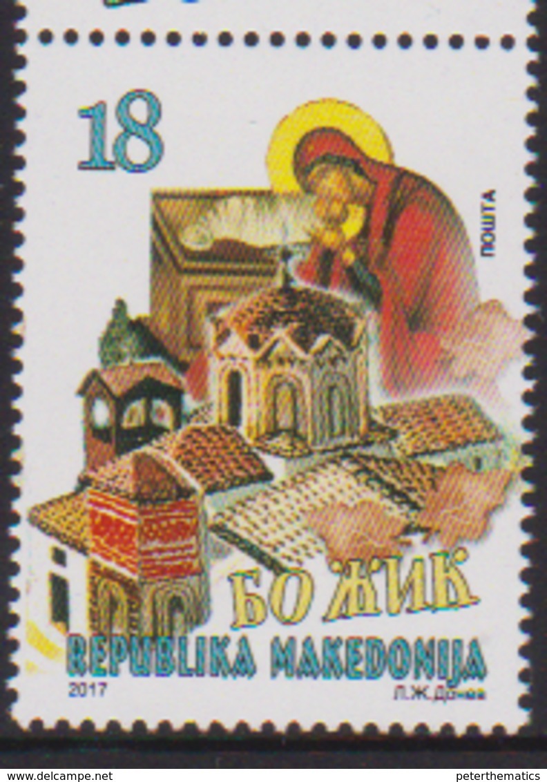 MACEDONIA, 2017, MNH, CHRISTMAS, CHURCHES, 1v - Christmas