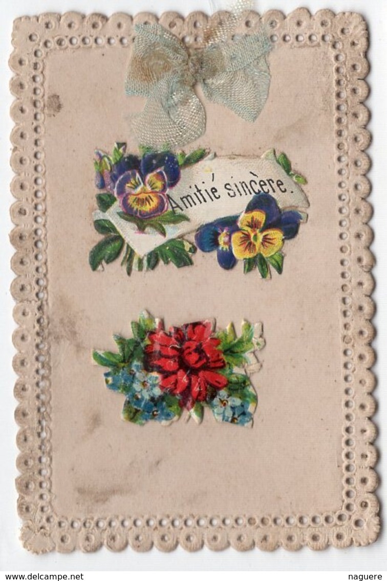 AMITIE SINCERE  PETITE IMAGE CARTONNEE ASSUJETI DE CHROMOS FLEURS 1885 - Autres & Non Classés