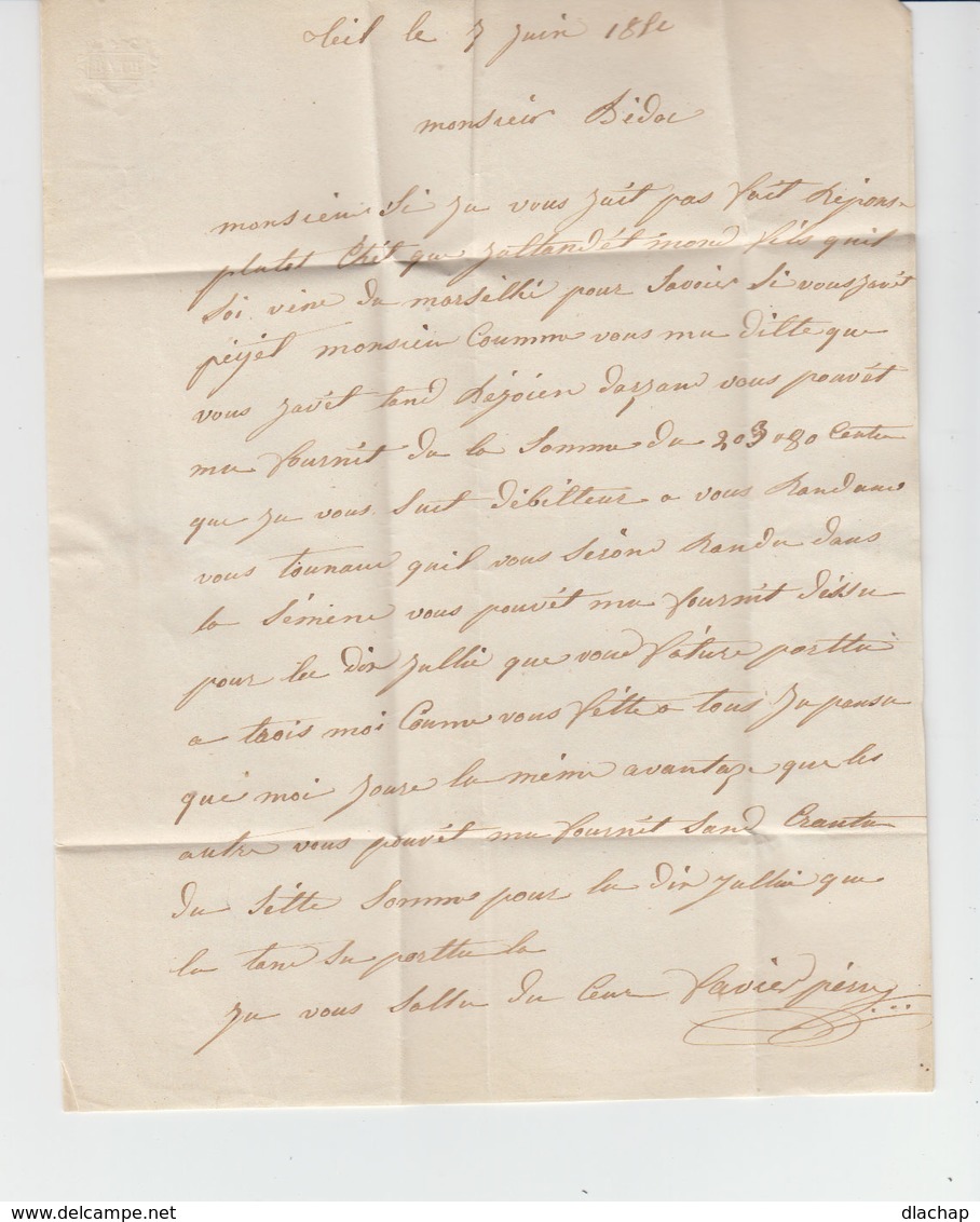 Sur Lettre AC Pour Salon Cachet Pierrelatte 1850. Cachet Marseille. Taxe Manuscrite. (1096x) - 1849-1876: Période Classique