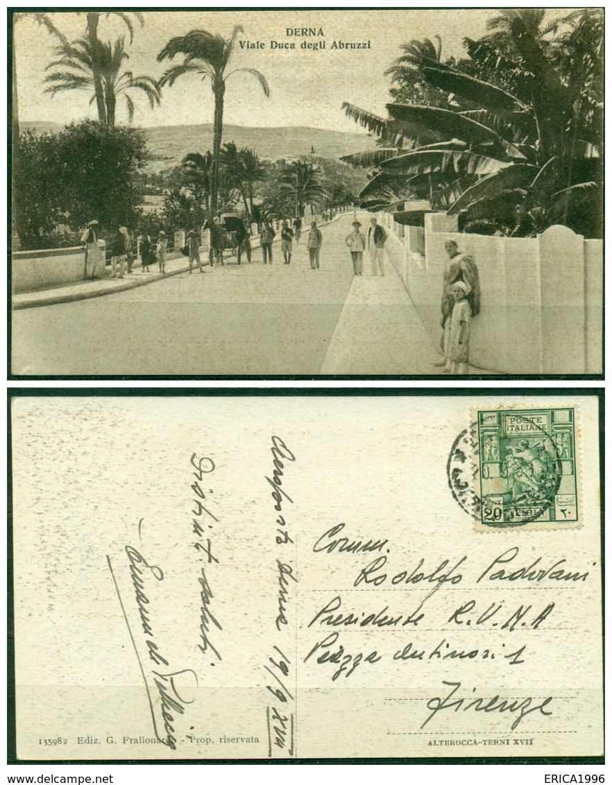 CARTOLINA - V8624 COLONIE ITALIANE CIRENAICA 1939 Cartolina Illustrata (Derna Viale Duca Degli Abruzzi) Affrancata - Libia
