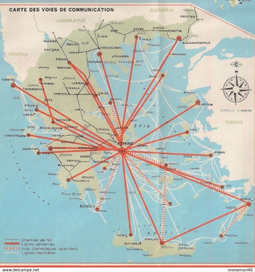 GRECE - ROUTES TOURISTIQUES (1.230.000ème) .et CARTE DES VOIES DE  COMMUNICATION (4.000.000ème) - Cartes Routières