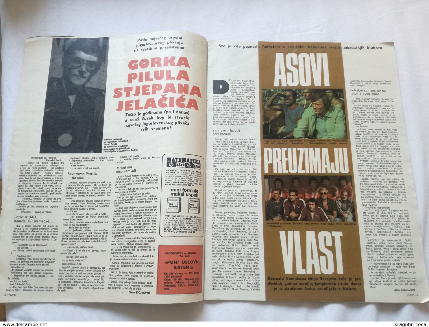 1978 TEMPO YUGOSLAVIA SERBIA SPORT FOOTBALL MAGAZINE NEWSPAPERS Steve Zungul HAJDUK PARTIZAN SANTRAC STEKIC ATHLETICS - Autres & Non Classés