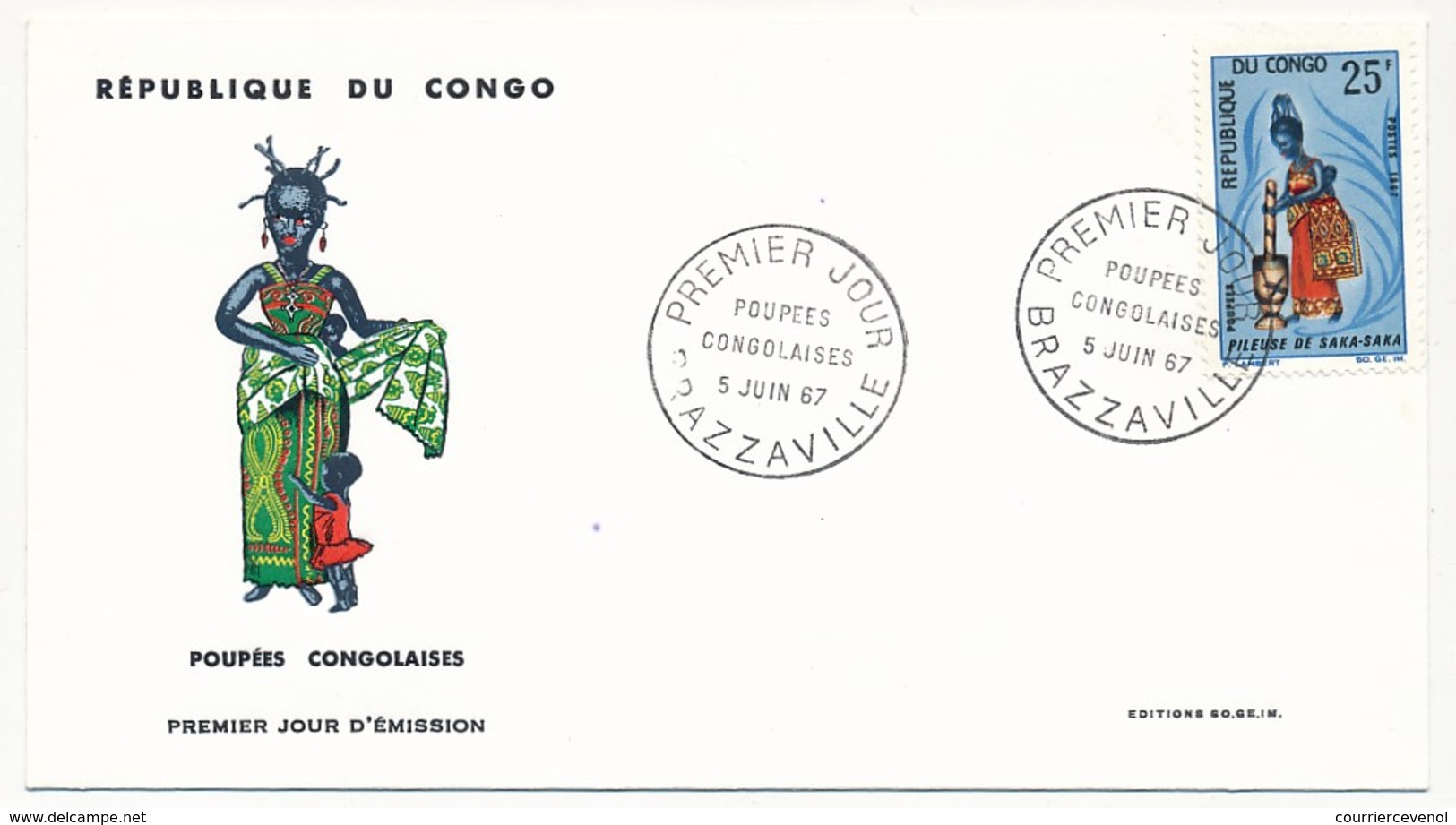 CONGO => 4 Enveloppes FDC => Série Des Poupées Congolaises - 5 Juin 1967 - Brazzaville - FDC