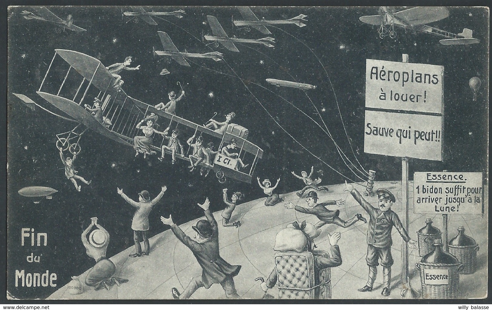 CPA " FIN DU MONDE " Aéroplans à Louer ... Carte Officielle De Souvenir De La Fin Du Monde 19 Mai 1910 - Astronomie