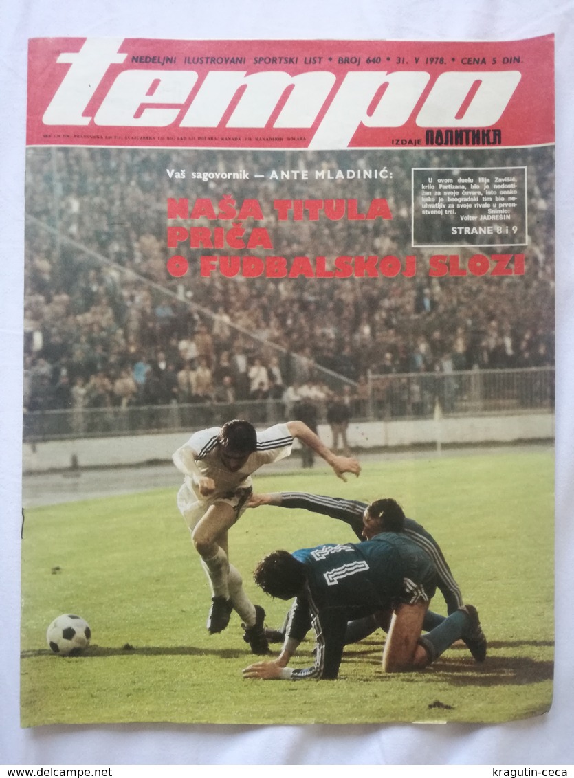 1978 TEMPO YUGOSLAVIA SERBIA SPORT FOOTBALL MAGAZINE NEWSPAPERS Argentina World Cup PARTIZAN BOXING CUBA CHAMPIONSHIPS - Autres & Non Classés