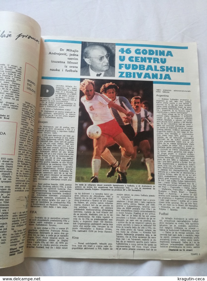 1978 TEMPO YUGOSLAVIA SERBIA SPORT FOOTBALL MAGAZINE NEWSPAPERS Argentina world cup PARTIZAN BOXING CUBA CHAMPIONSHIPS