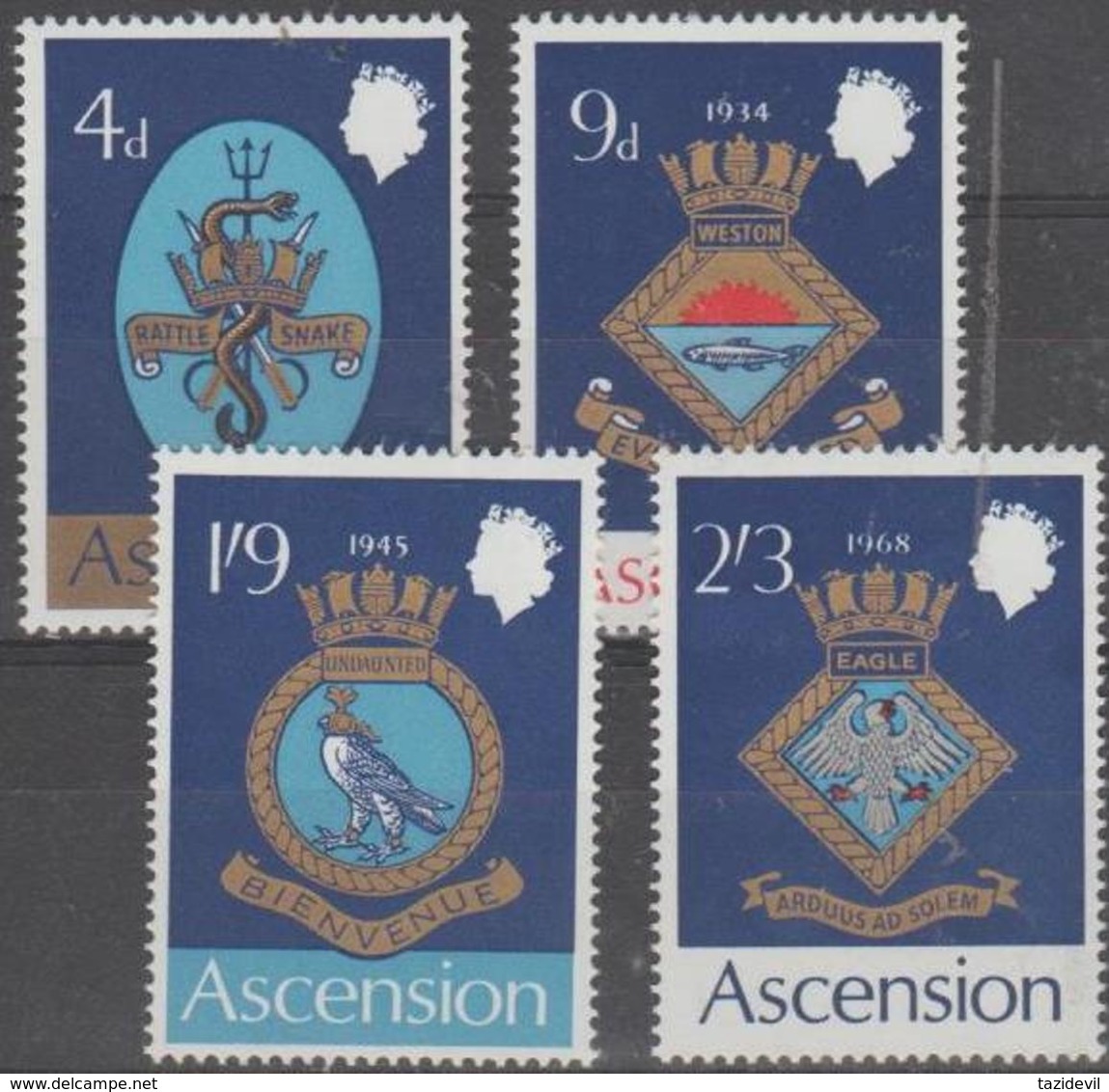 ASCENSION - 1969 Naval Ships Coats Of Arms. Scott 126-129. MNH ** - Ascension (Ile De L')