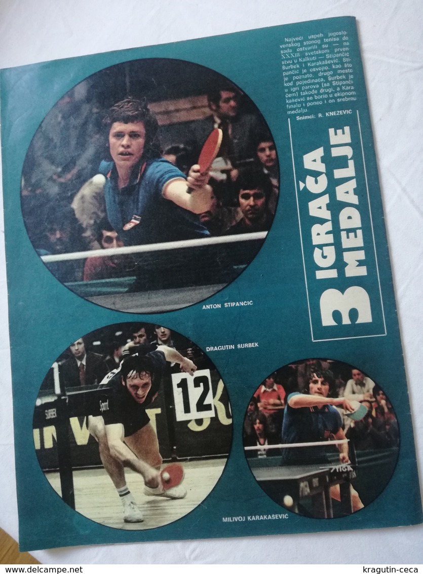 1975 TEMPO YUGOSLAVIA SERBIA SPORT FOOTBALL MAGAZINE NEWSPAPERS World Cup Cruyff Beckenbauer TABLE TENNIS KOLKATA Triple - Deportes