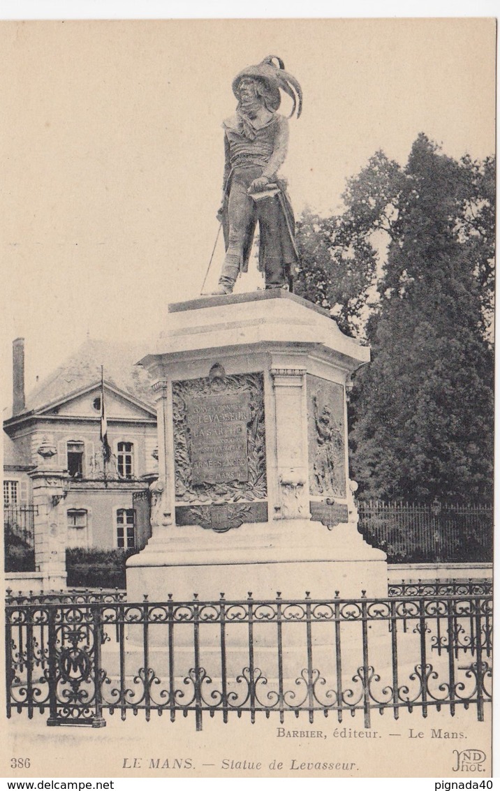 Cp , 72 , LE MANS , Statue De Levasseur - Le Mans