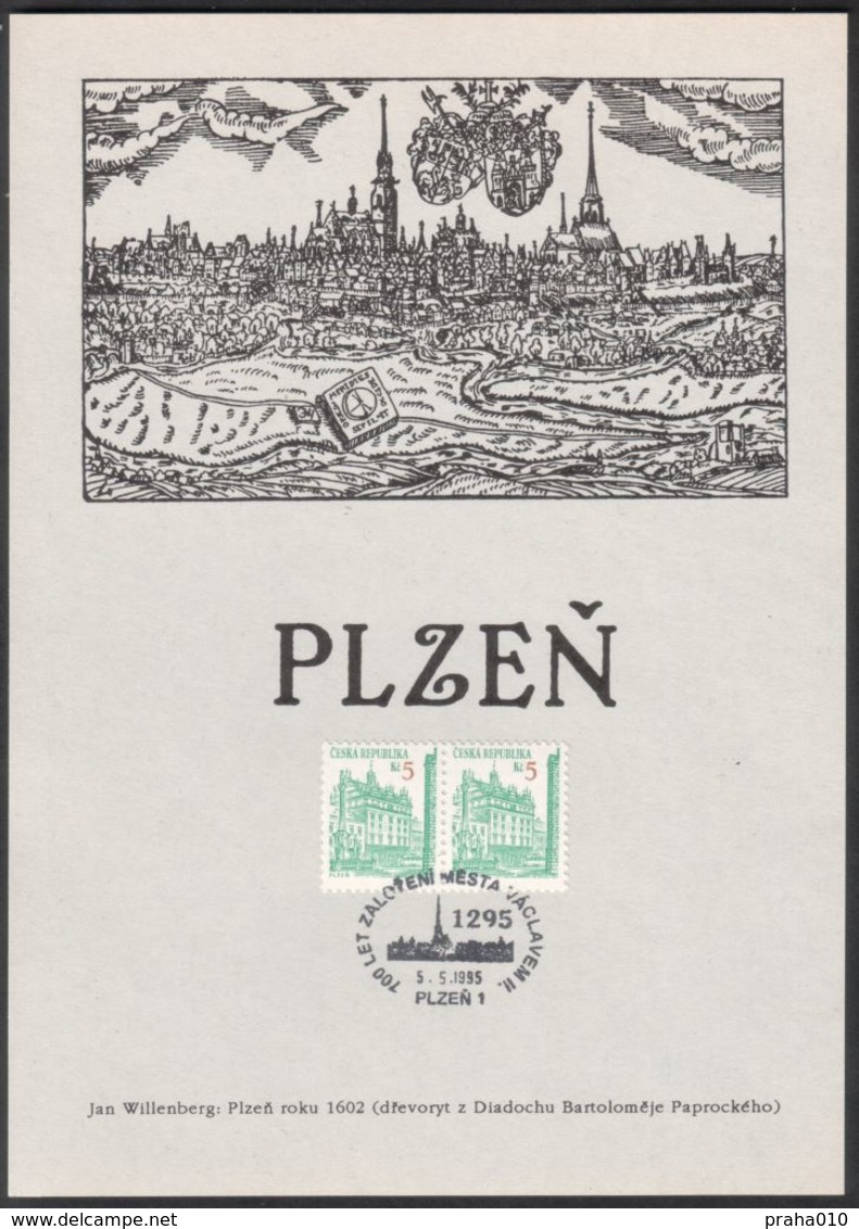 Rep. Ceca / Foglio Commemorativo (PaL 1995/01) Plzen 1: La Fondazione Di Pilsen, Il Re Venceslao II. (1295) - Altri & Non Classificati