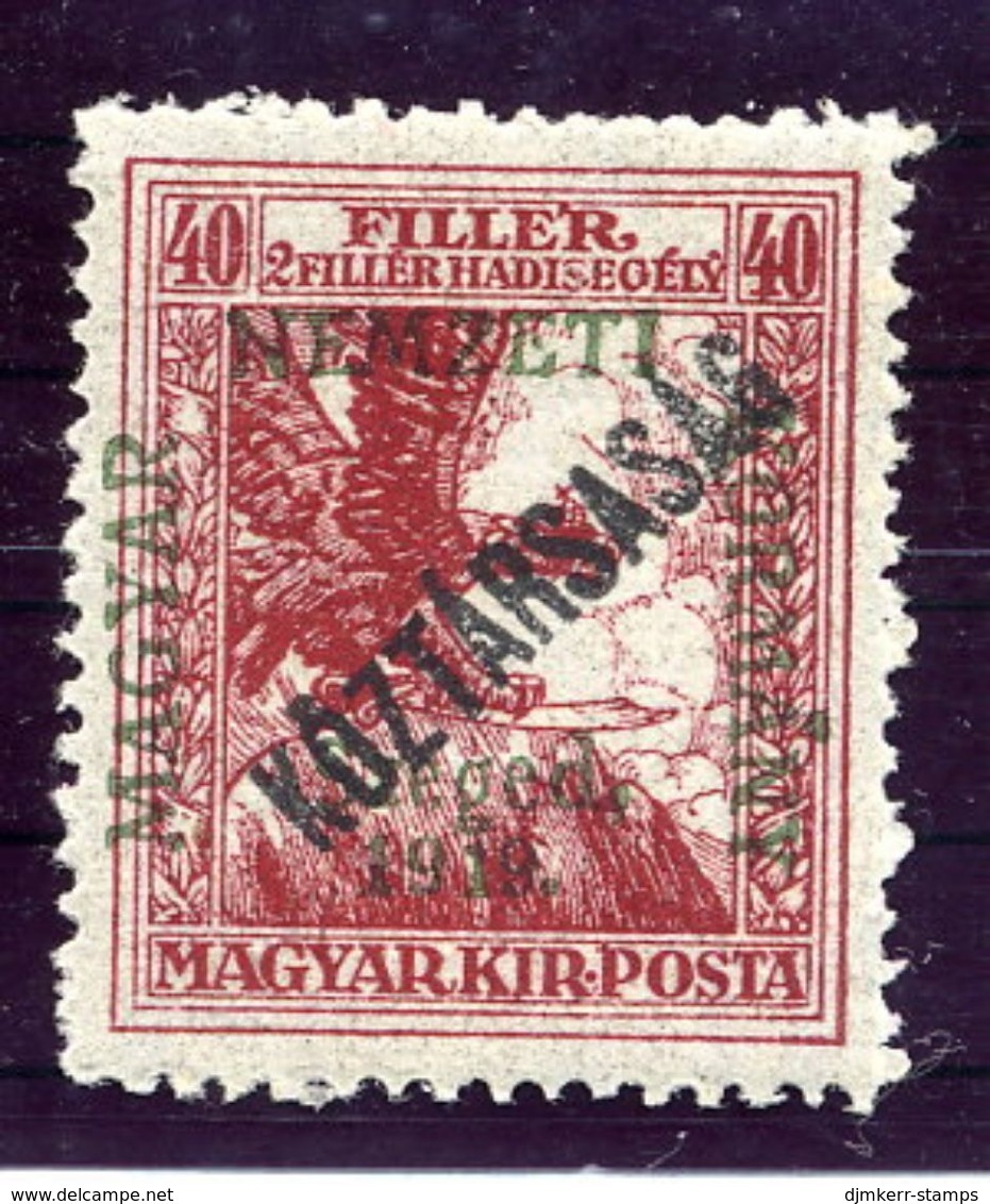 HUNGARY (SZEGED) 1919 War Charity 40+2 F. Overprinted Köztarsasag LHM / *.  Michel 26 - Szeged