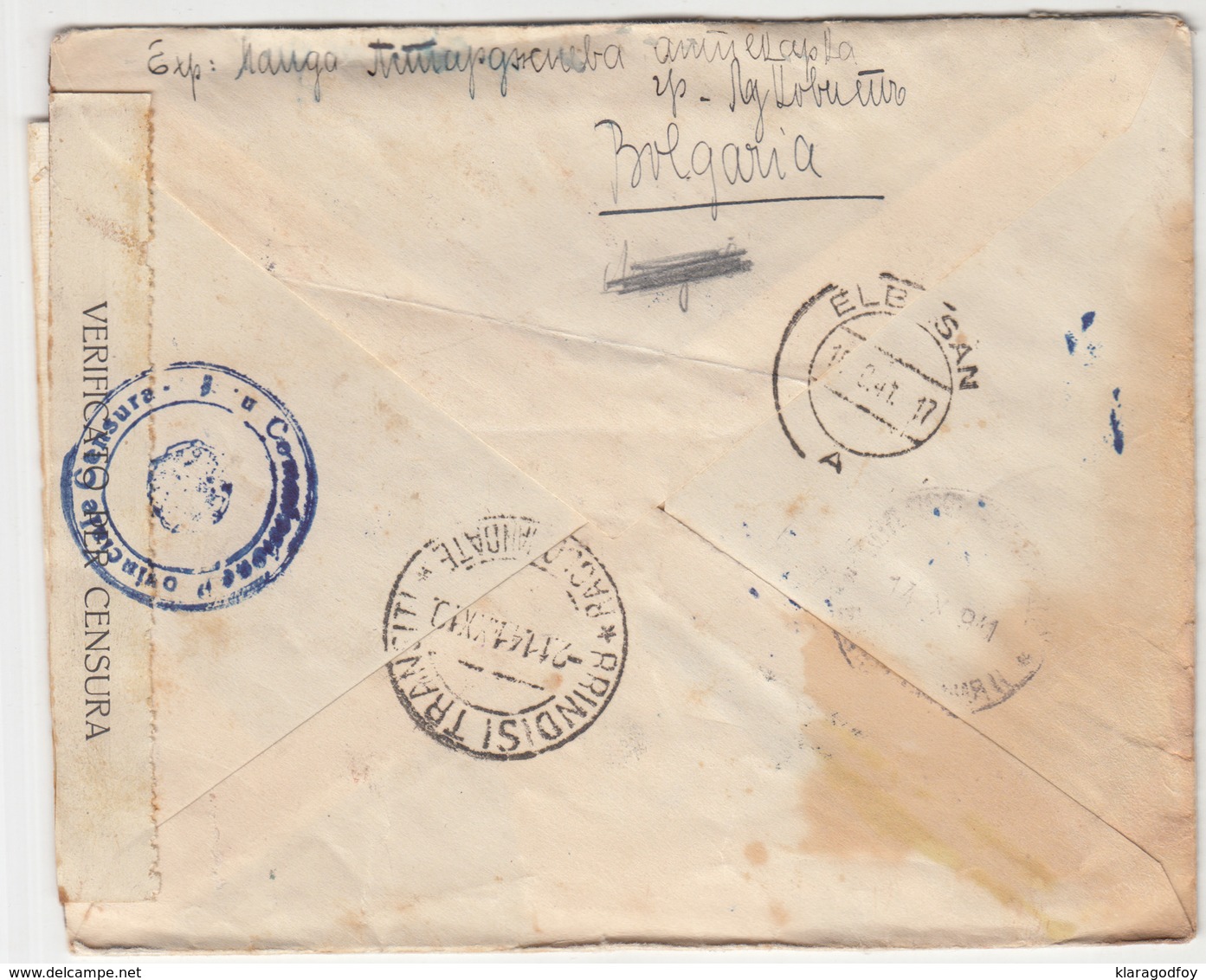 Bulgaria WWII Registered Letter Cover Travelled 1941 Loukovite To Ljubljana Via Elbasan And Brindisi CENSORED B190220 - Lettres & Documents