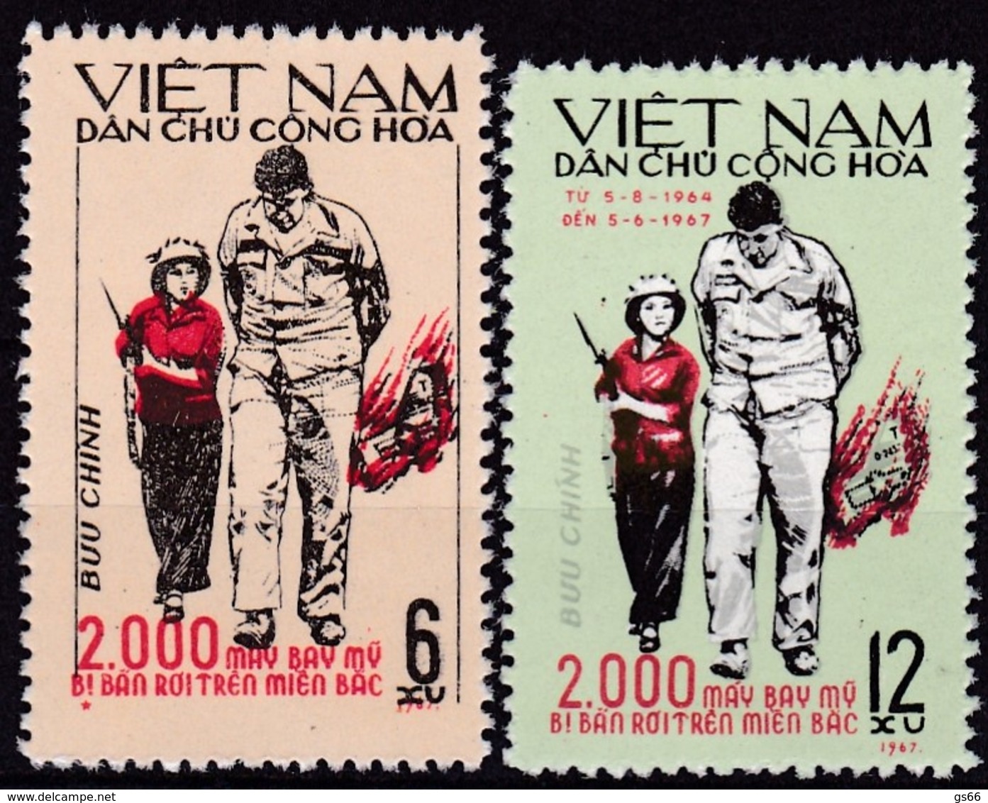 Vietnam, 1967, 481/82, Abschuss Des 2000. US-Flugzeuges über Nordvietnam. MNH ** - Vietnam