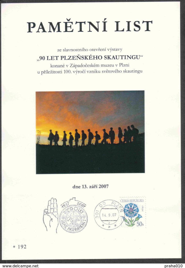 Tchéquie / Feuille Commémorative (PaL 2007/02) 301 00 Plzen 1: 90 Ans De Scoutisme à Pilsen (1917-2007) - Autres & Non Classés