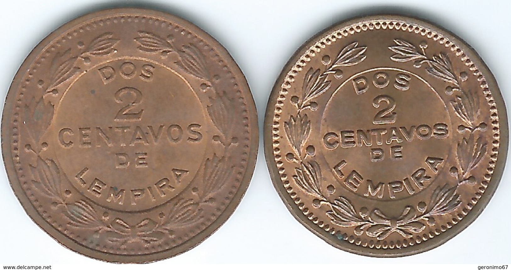 Honduras - 2 Centavos - 1956 (KM78) & 1974 (KM78a) - Honduras