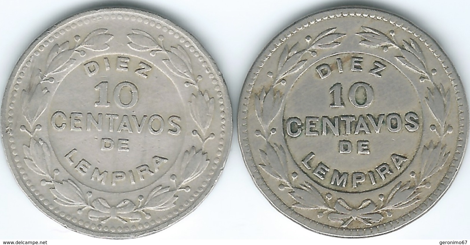 Honduras - 10 Centavos 1931 (KM76.1) & 1980 (KM76.2) - Honduras