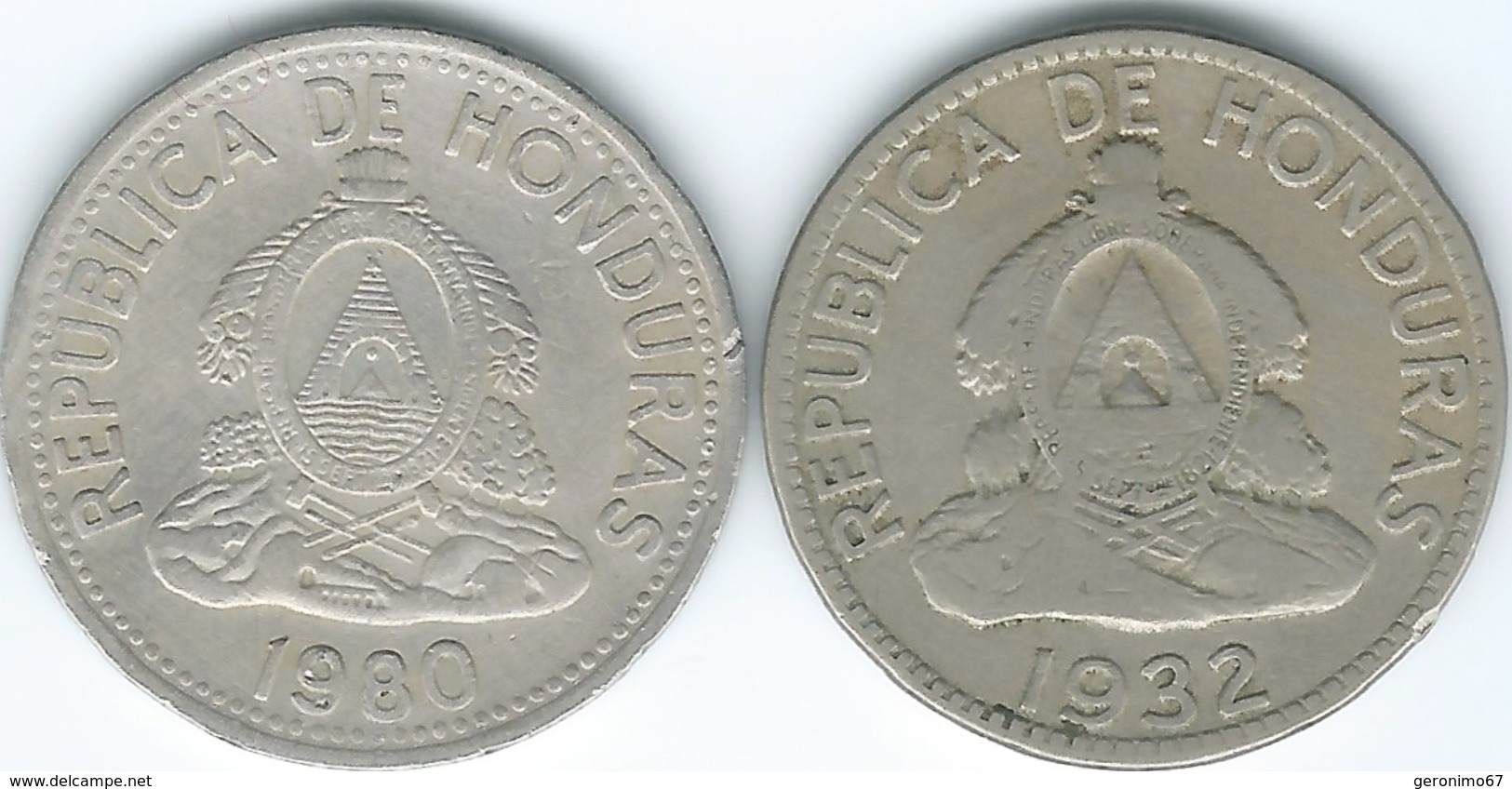 Honduras - 10 Centavos 1931 (KM76.1) & 1980 (KM76.2) - Honduras
