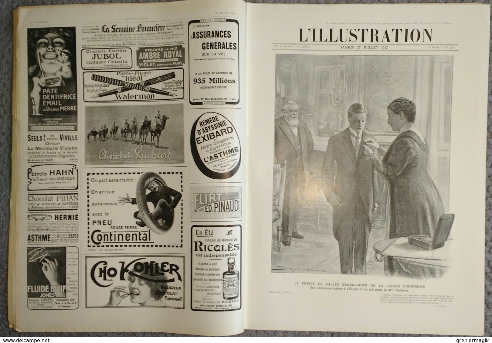 L'Illustration 3622 27 Juillet 1912 Prince De Galles/Aviation Au Maroc/Latham/Fêtes Persanes/Dardanelles/5 Mâts France - L'Illustration