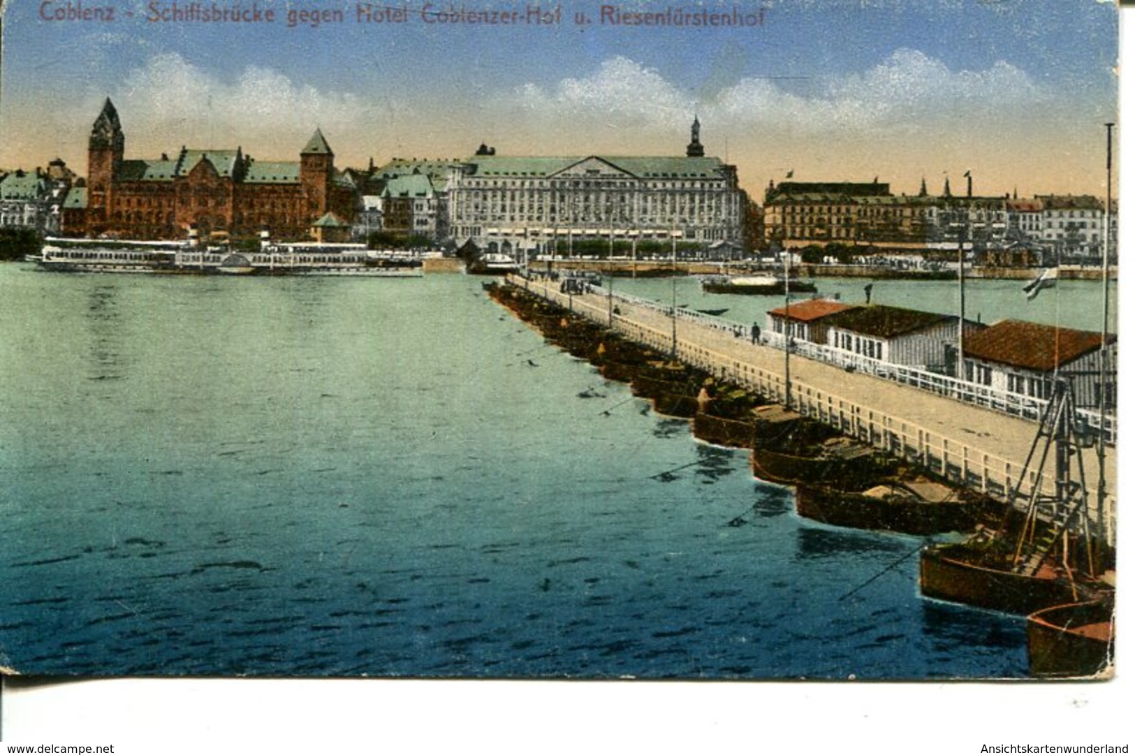 006161  Coblenz - Schiffsbrücke Gegen Hotel Coblenzer Hof U. Riesenfürstenhof  1924 - Koblenz