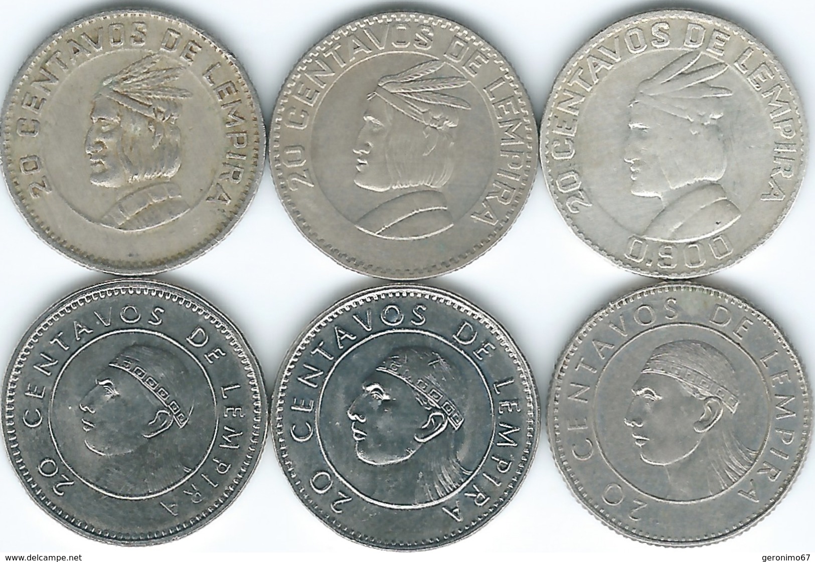 Honduras - 20 Centavos - 1958 (KM73) 1967 (KM79) 1973 (KM81) 1978 (KM83.1) 1994 (KM83a.1) 2010 (KM83a.2) - Honduras