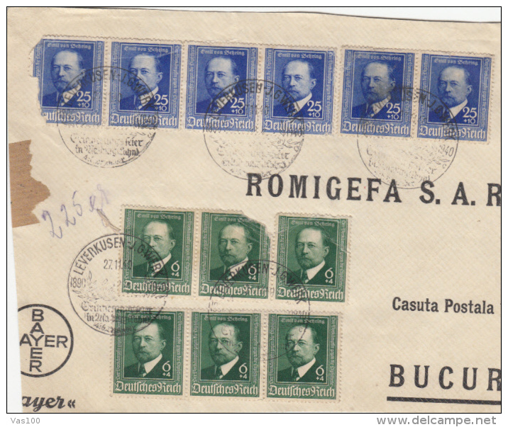 EMIL VON BEHRING, 12 STAMPS ON FRAGMENT, 1940, GERMANY - Lettres & Documents