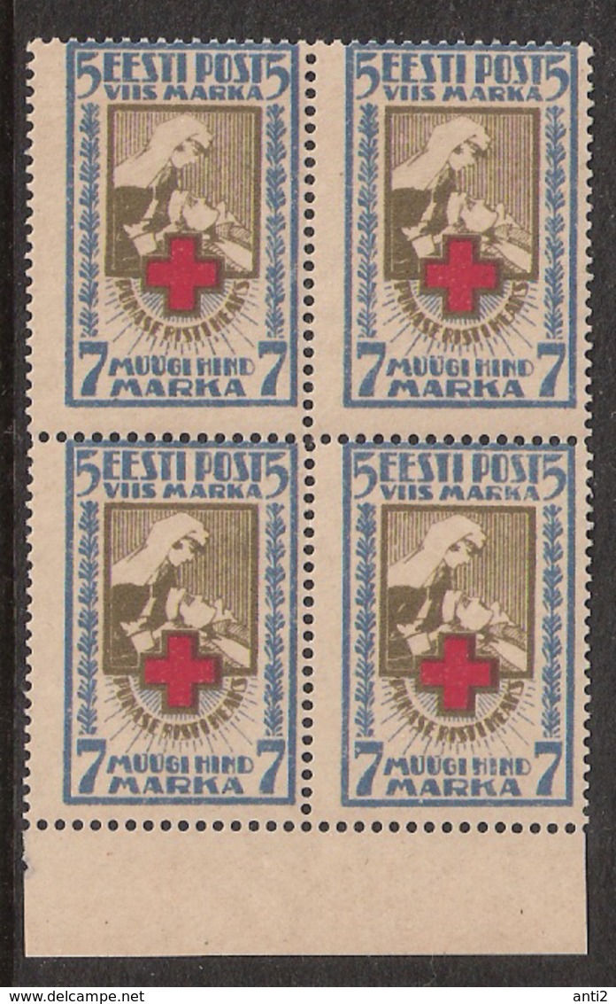 EESTI  Estonia Estland 1922 Red Cross 30A  Bloc Of Four, MNH - Estonie