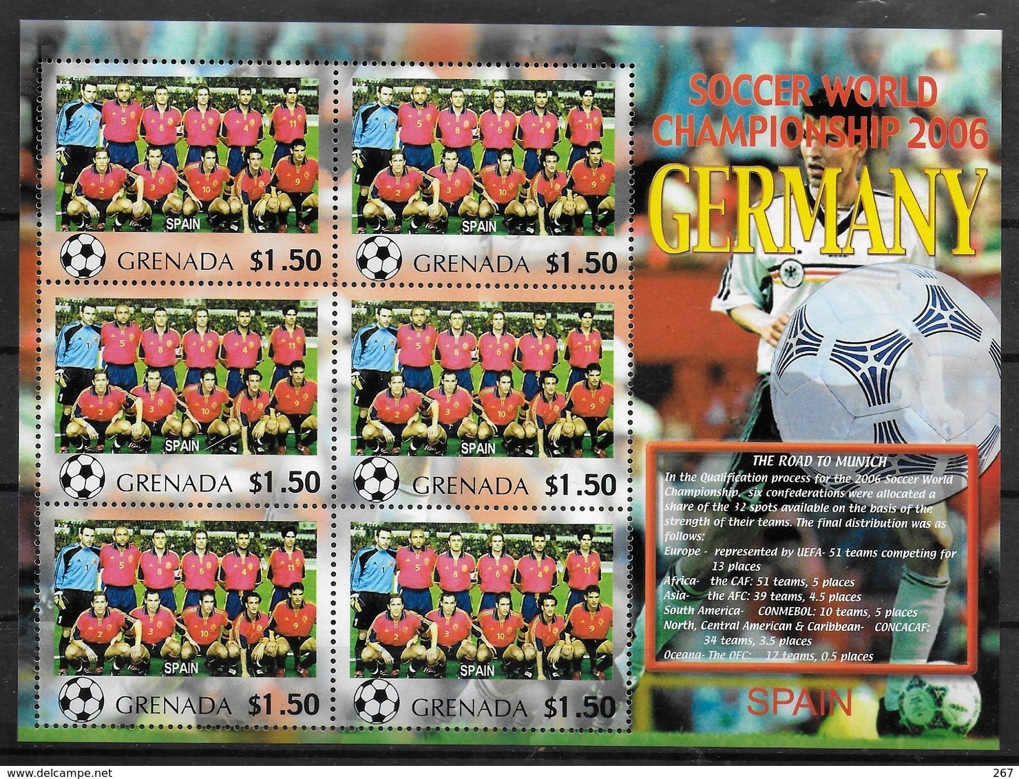 GRENADE Feuillet  N°  ( Espagne )  * *  Cup 2006  Football  Soccer Fussball - 2006 – Alemania