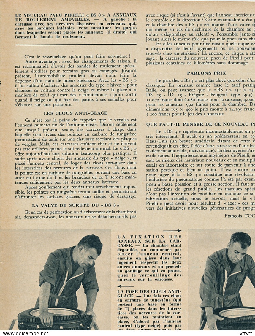 1960 : Document, AUTOMOBILE, PNEUMATIQUE, Le Pneu à Anneaux De Roulement Amovibles - Non Classificati