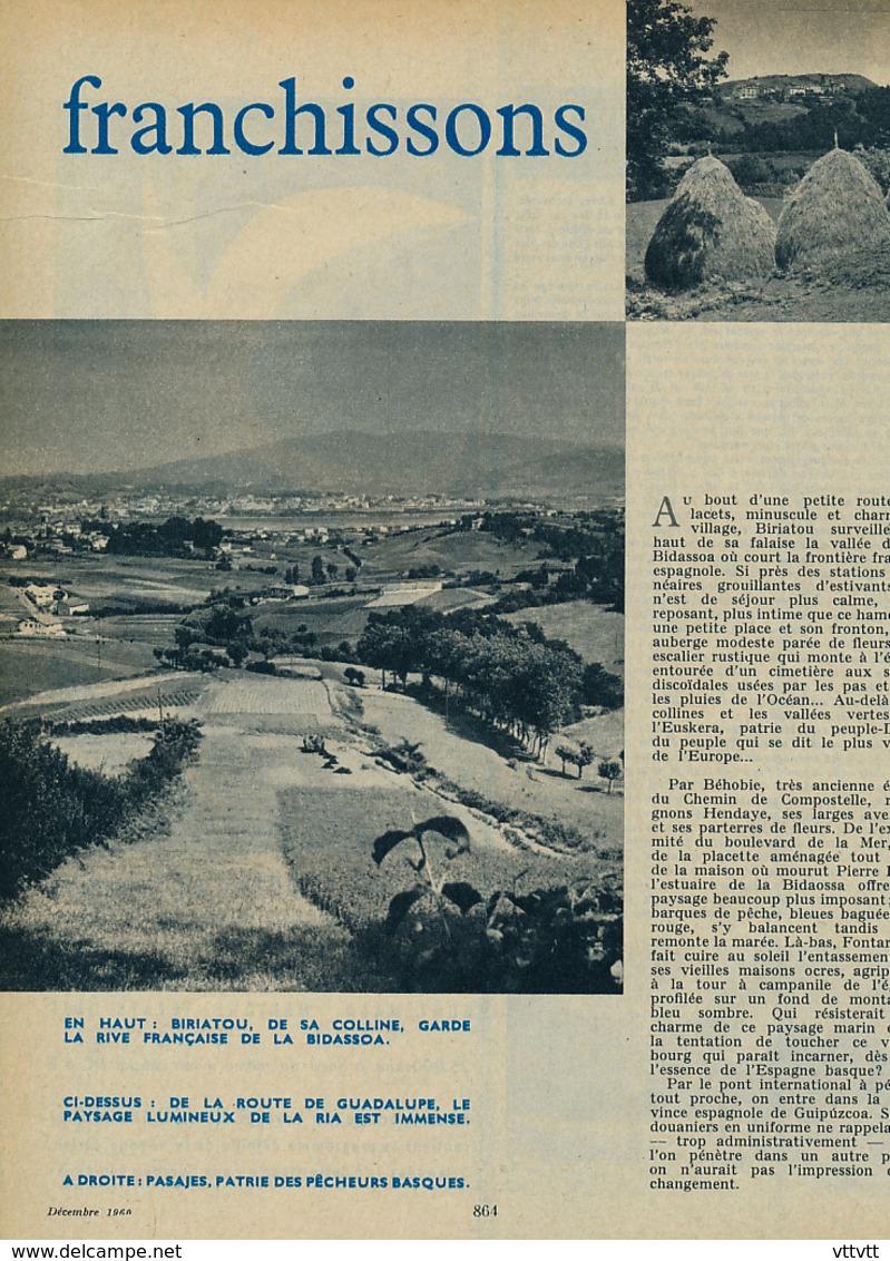 1960 : Document, LA BIDASSOA, Biriatou, Pasajes, Fontarabie, Irun, Saint-Sebastien, Motrico, Ondarroa, Sumbilla... - Non Classés