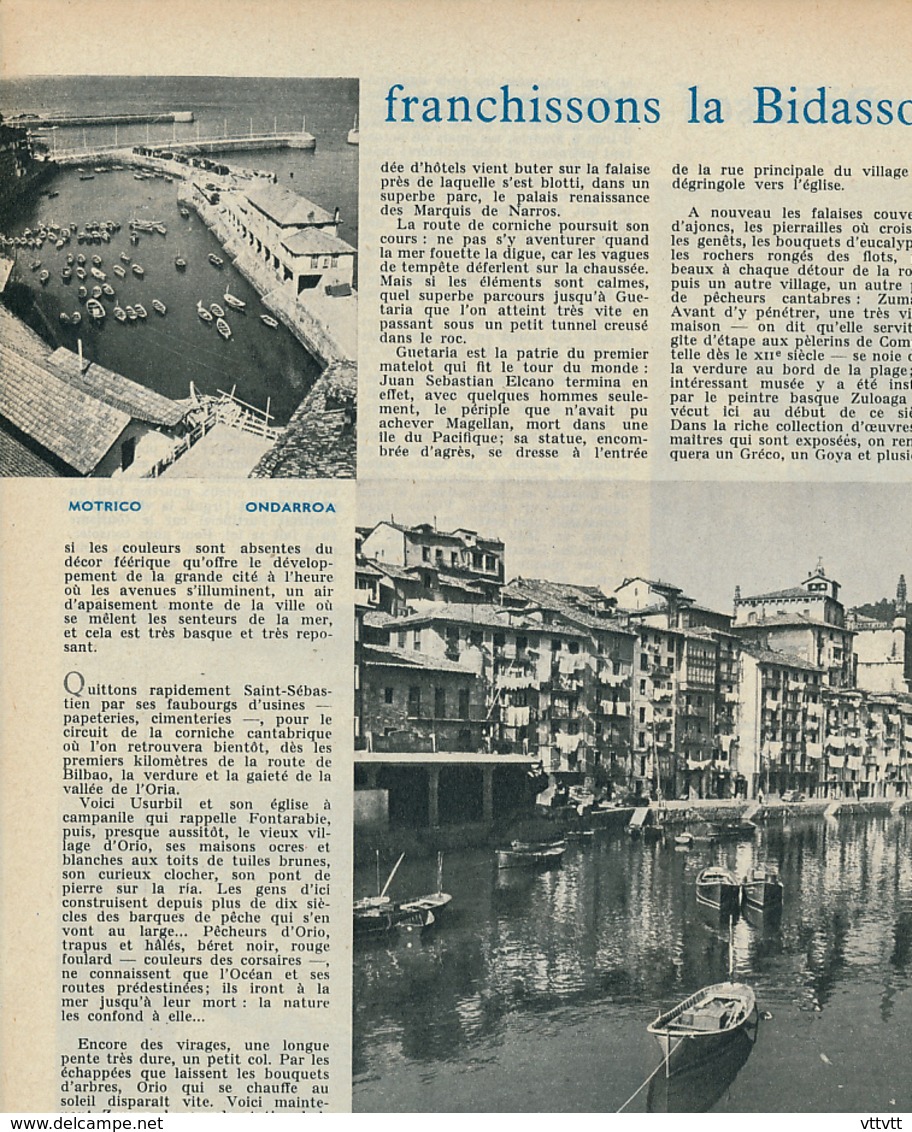 1960 : Document, LA BIDASSOA, Biriatou, Pasajes, Fontarabie, Irun, Saint-Sebastien, Motrico, Ondarroa, Sumbilla...