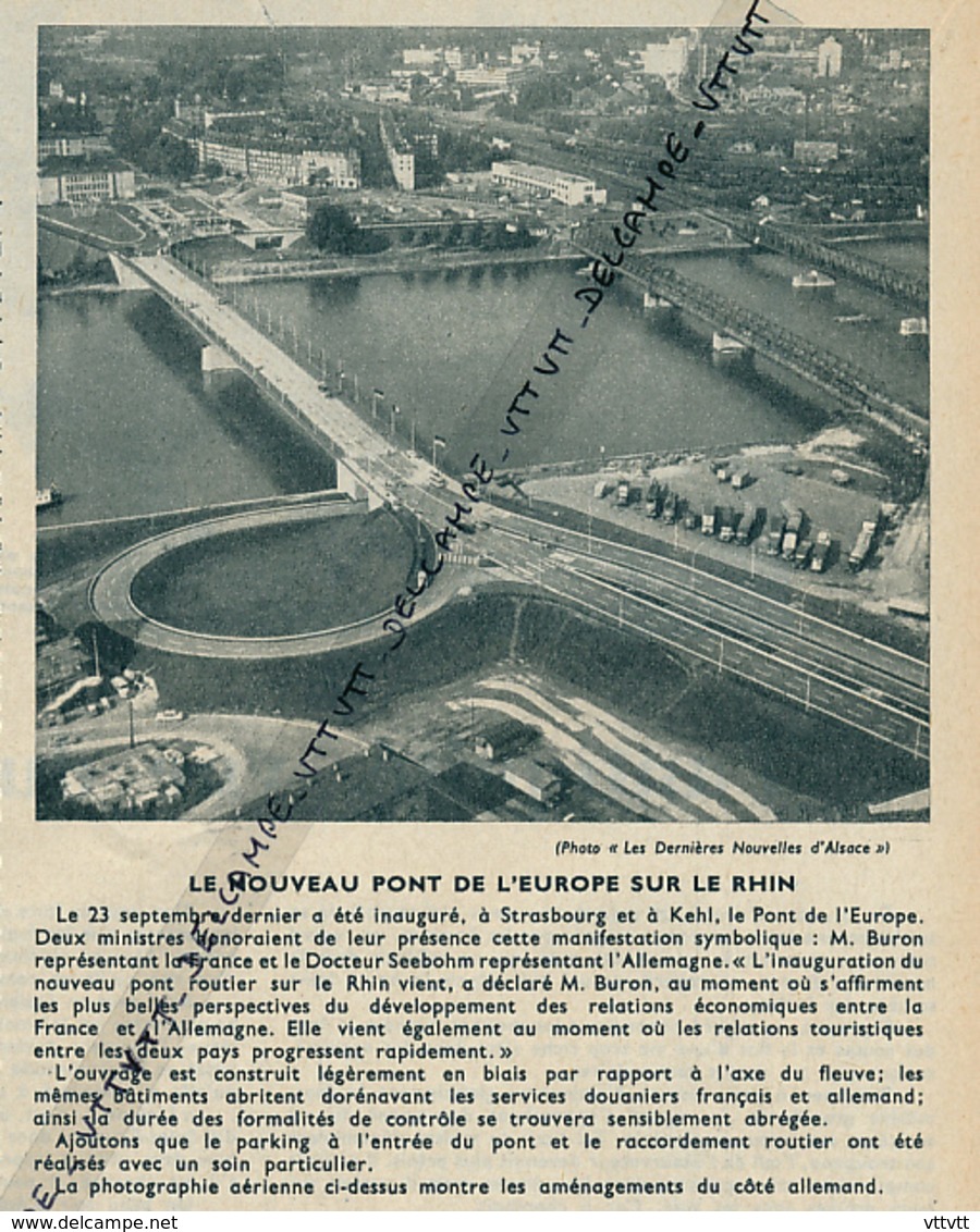 1960 : Document, STRASBOURG, KEHL, Inauguration Du Pont De L'Europe Sur Le Rhin, Aménagements Côté Allemand - Non Classés