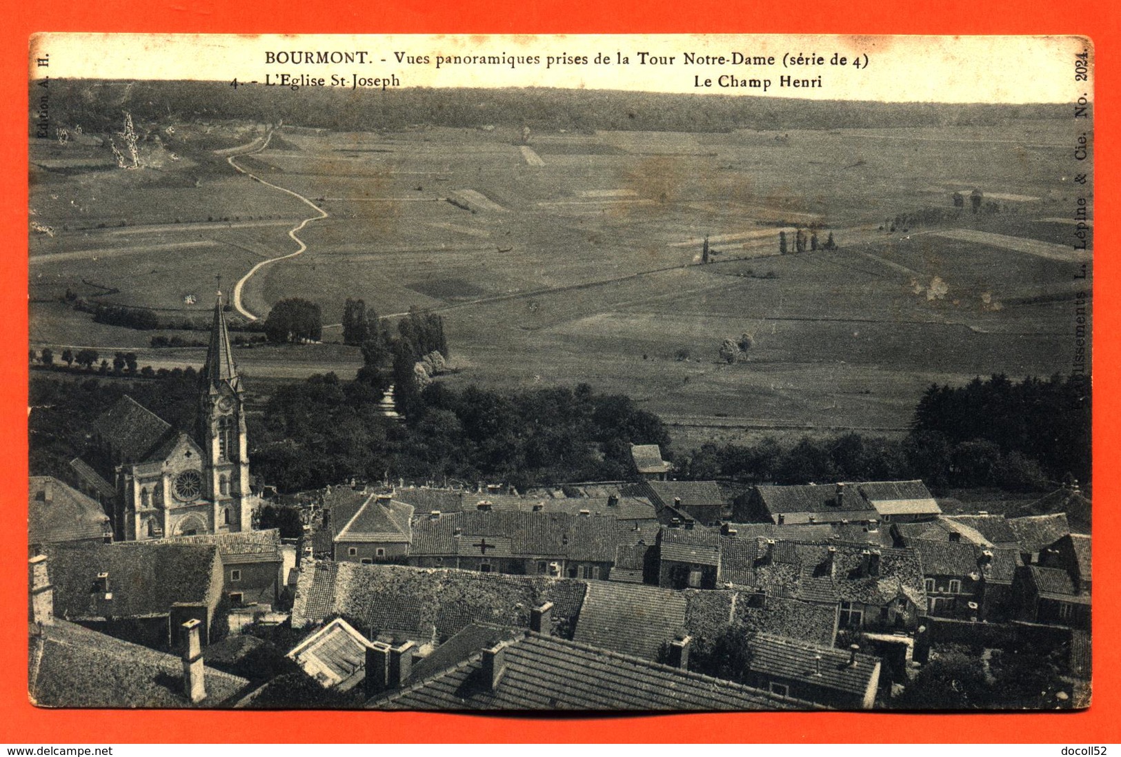 CPA 52 Bourmont " Vue Panoramique Prise De La Tour Notre Dame - L'église Saint Joseph " - Bourmont