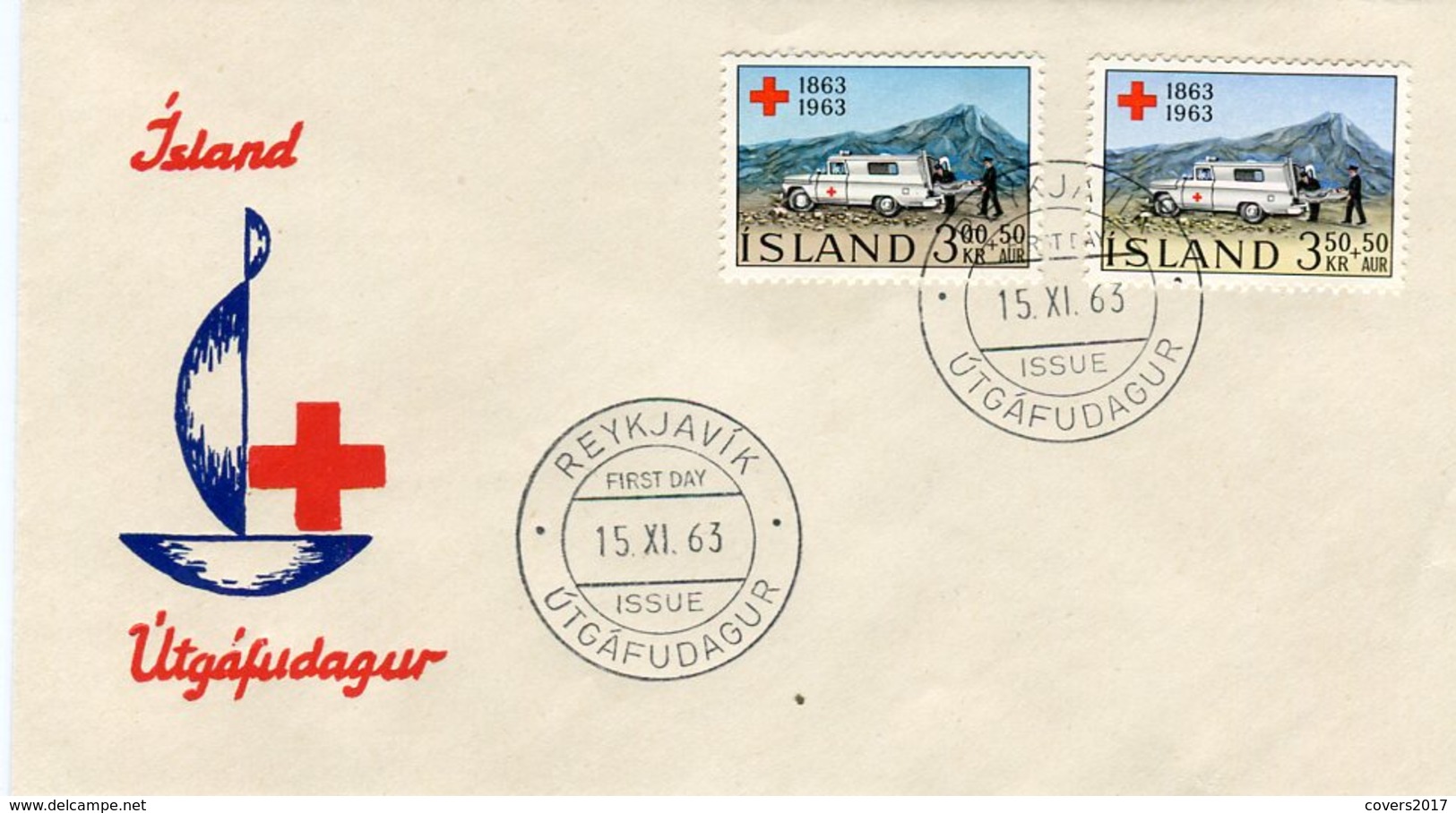 Iceland/Islande/Ijsland/Island FDC 15.XI.1963 Red Cross Ambulances Matching Cover - FDC