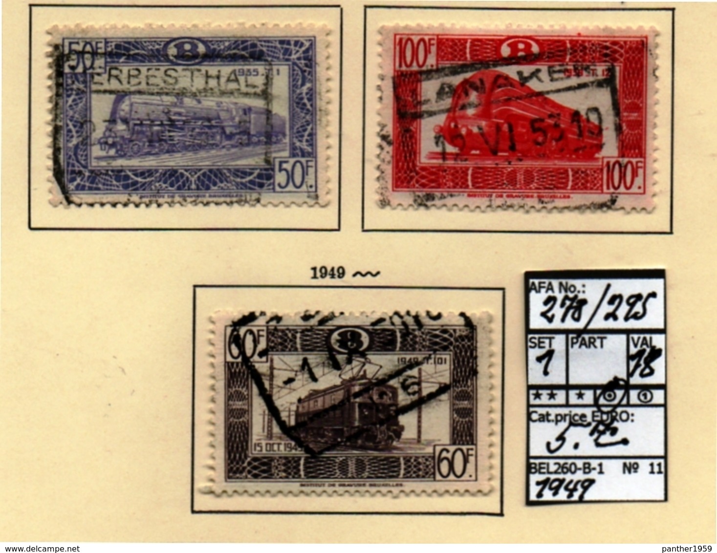 BELGIUM:RAILWAY- SERIE(S) USED#(BEL260-B-1-(11) - Other & Unclassified