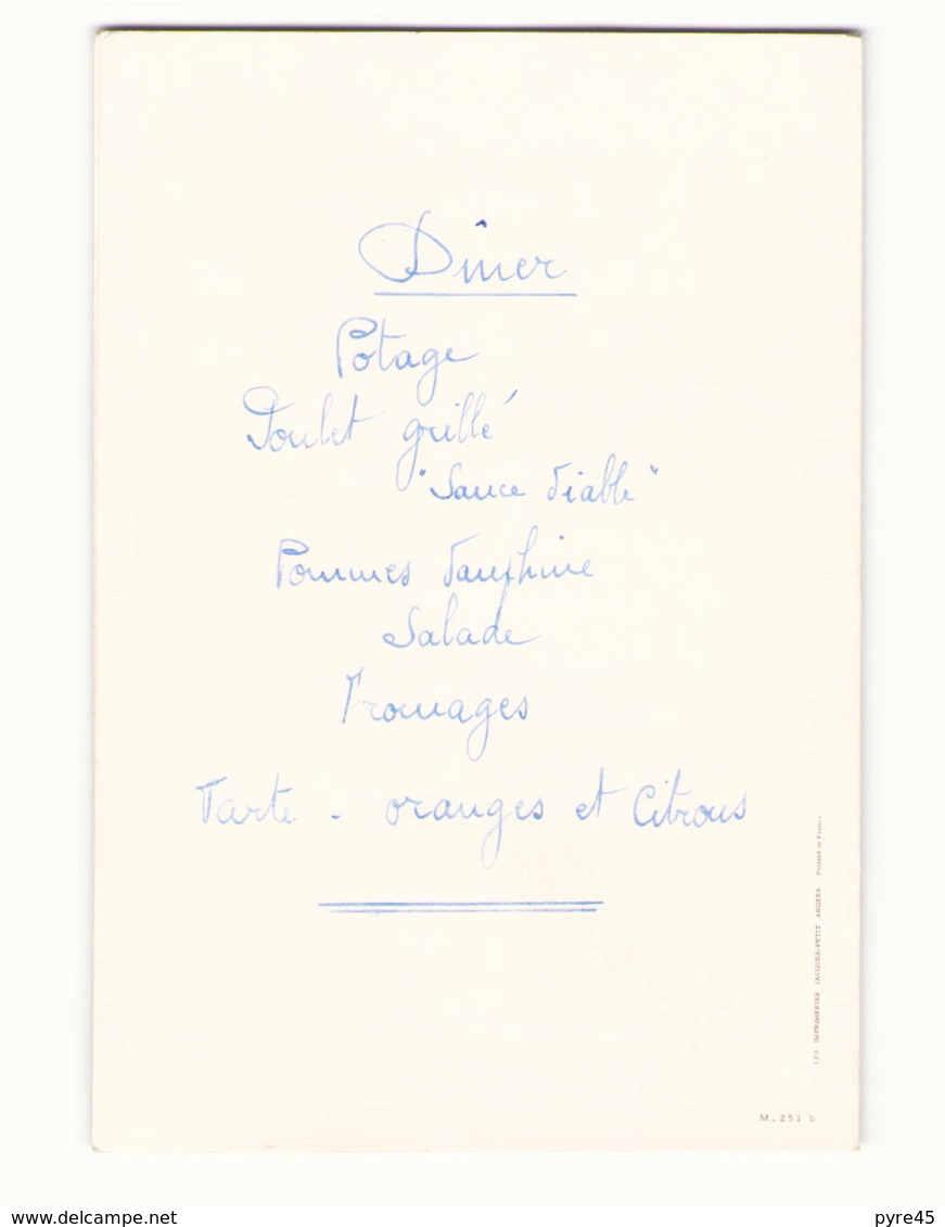 Menu De Communion Du 11 Mai 1961 - Menus