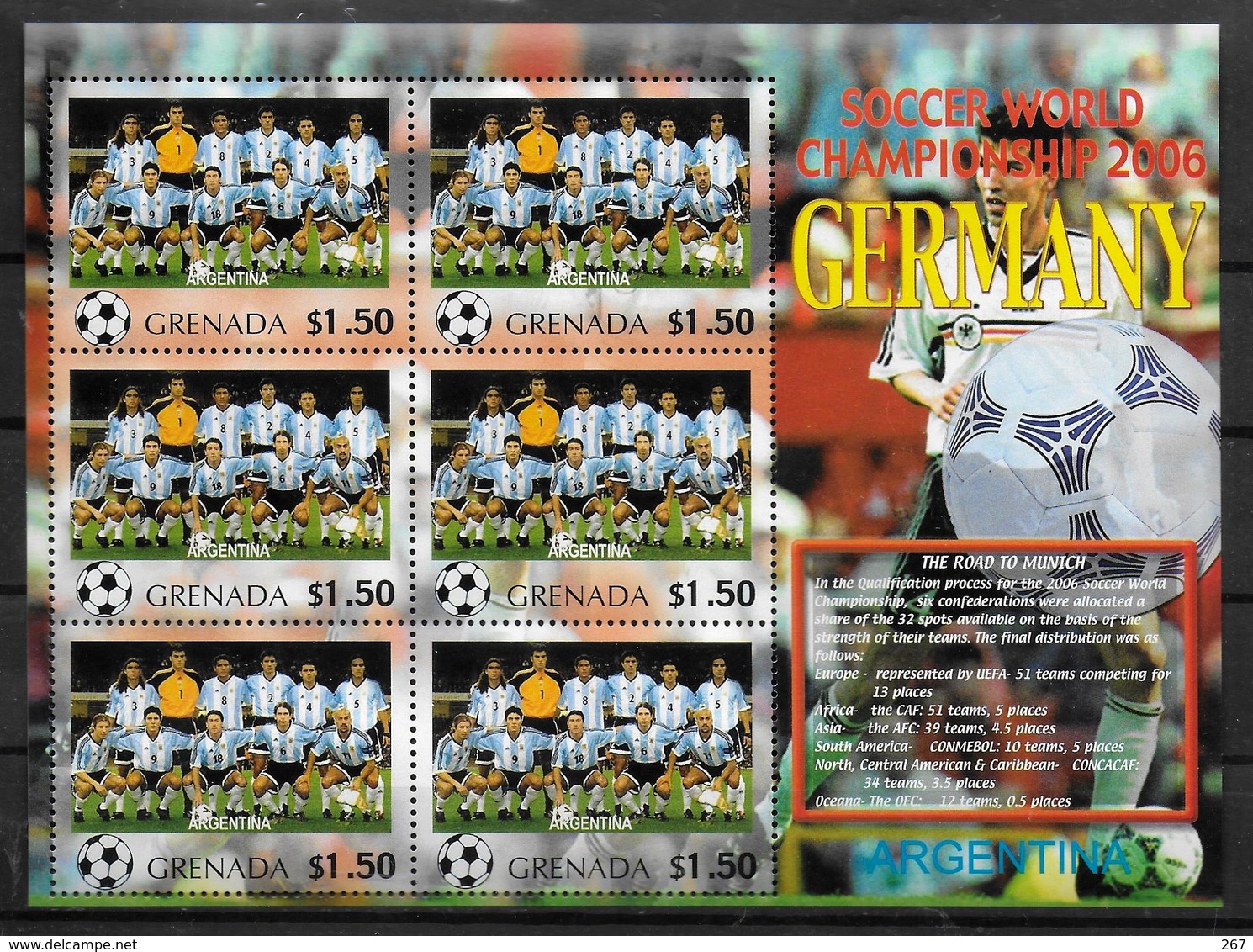 GRENADE Feuillet  N°  ( Argentine )  * *  Cup 2006  Football  Soccer Fussball - 2006 – Allemagne