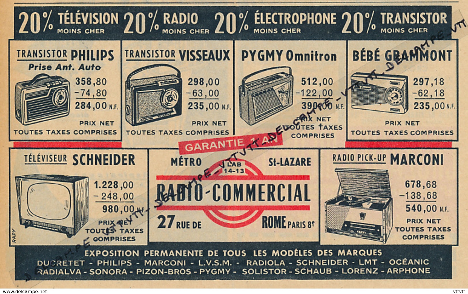 Ancienne Publicité (1960) : RADIO-COMMERCIAL, Transistor Philips, Visseaux, Pygmy Omnitron, Béné Grammont, Marconi... - Publicités