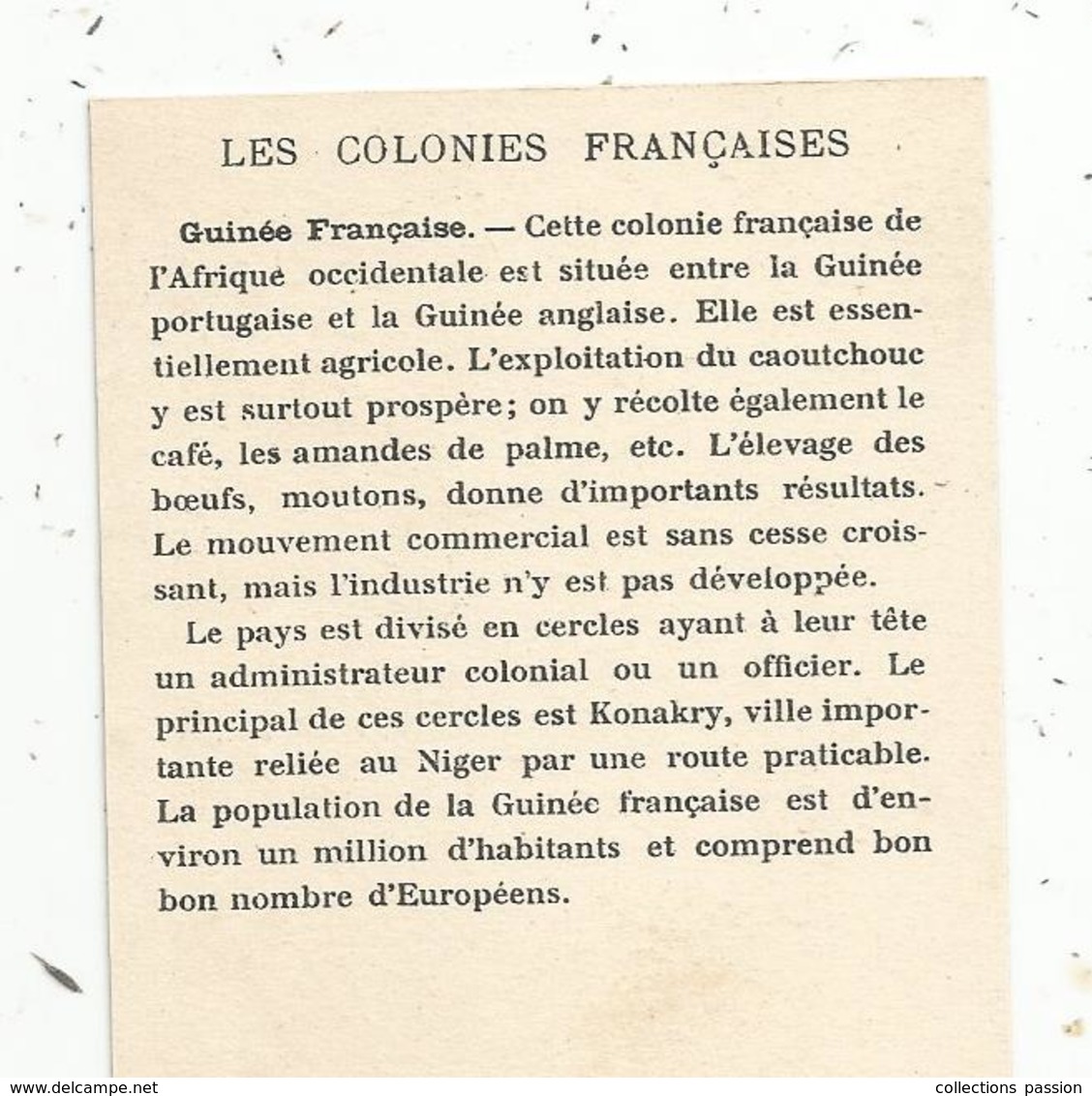 Chromo , Les Colonies Françaises , LA GUINEE , 2 Scans - Sonstige & Ohne Zuordnung