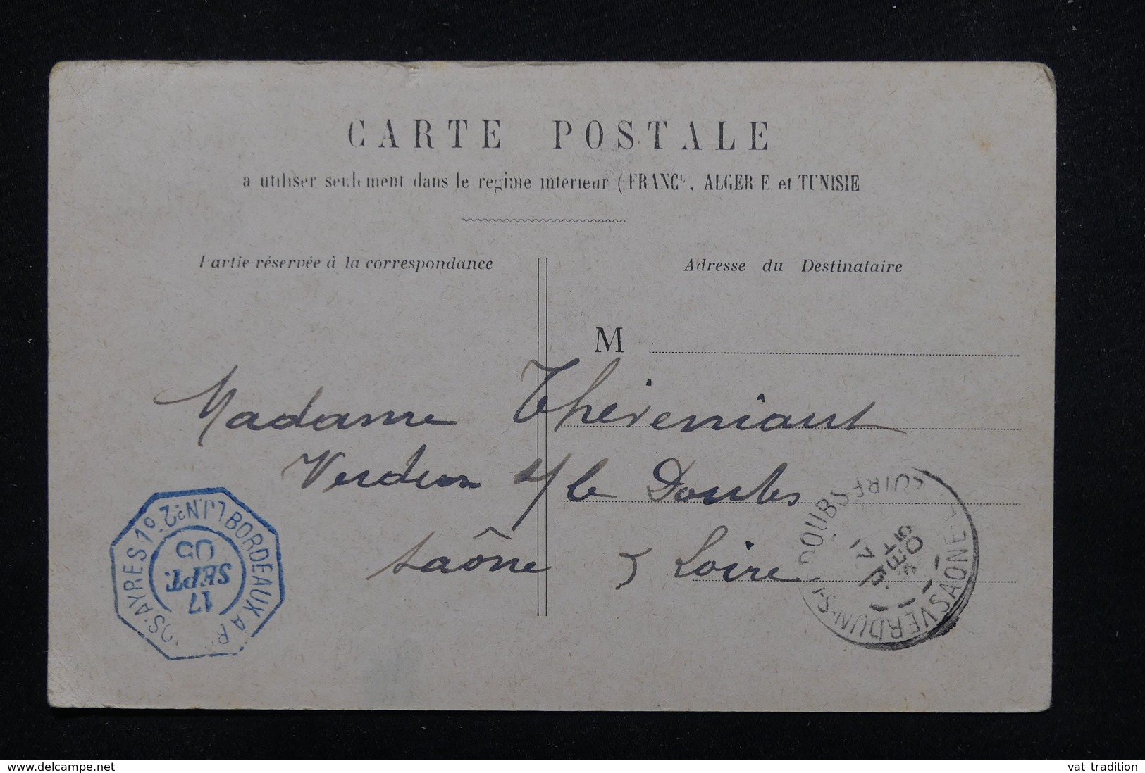 FRANCE - Oblitération " Bordeaux à Buenos Aires 1° LJ N°2  " En Bleu Sur Type Blanc Sur Carte Postale En 1905 - L 23230 - Poste Maritime