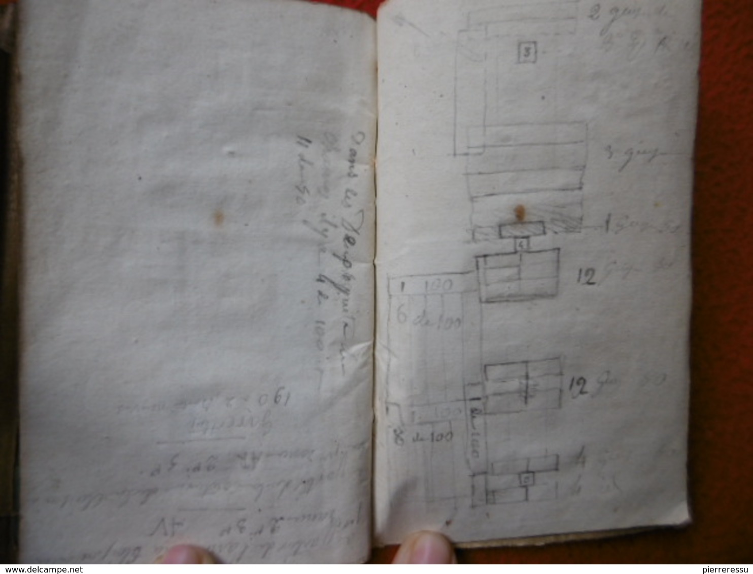 CALENDRIER A SYSTEME AGENDA MANUSCRIT ILLUSTRÉ DESSINS EMPIRE A VOIR SUPERBE ET RARE