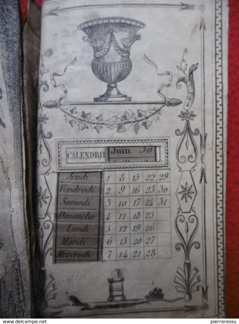 CALENDRIER A SYSTEME AGENDA MANUSCRIT ILLUSTRÉ DESSINS EMPIRE A VOIR SUPERBE ET RARE