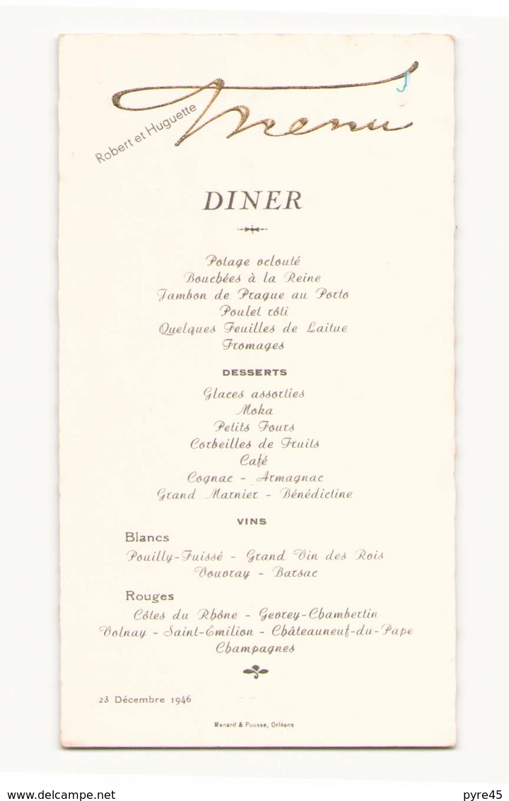 Menu Du 23 Décembre 1946 - Menus