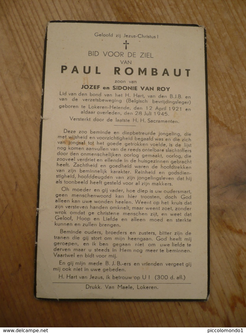 Lokeren Heiende Paul Rombaut Verzetsbeweging 1921 1945 - Andachtsbilder