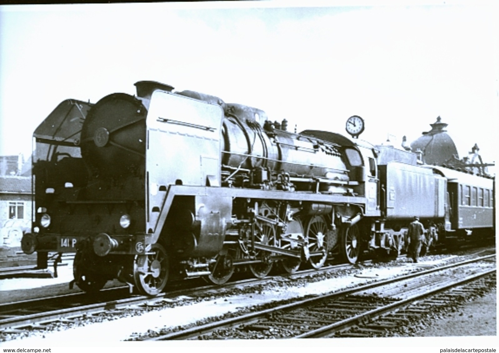 LOCOMOTIVE 141 P PHOTO ORIGINALE                 JLM - Gares - Avec Trains
