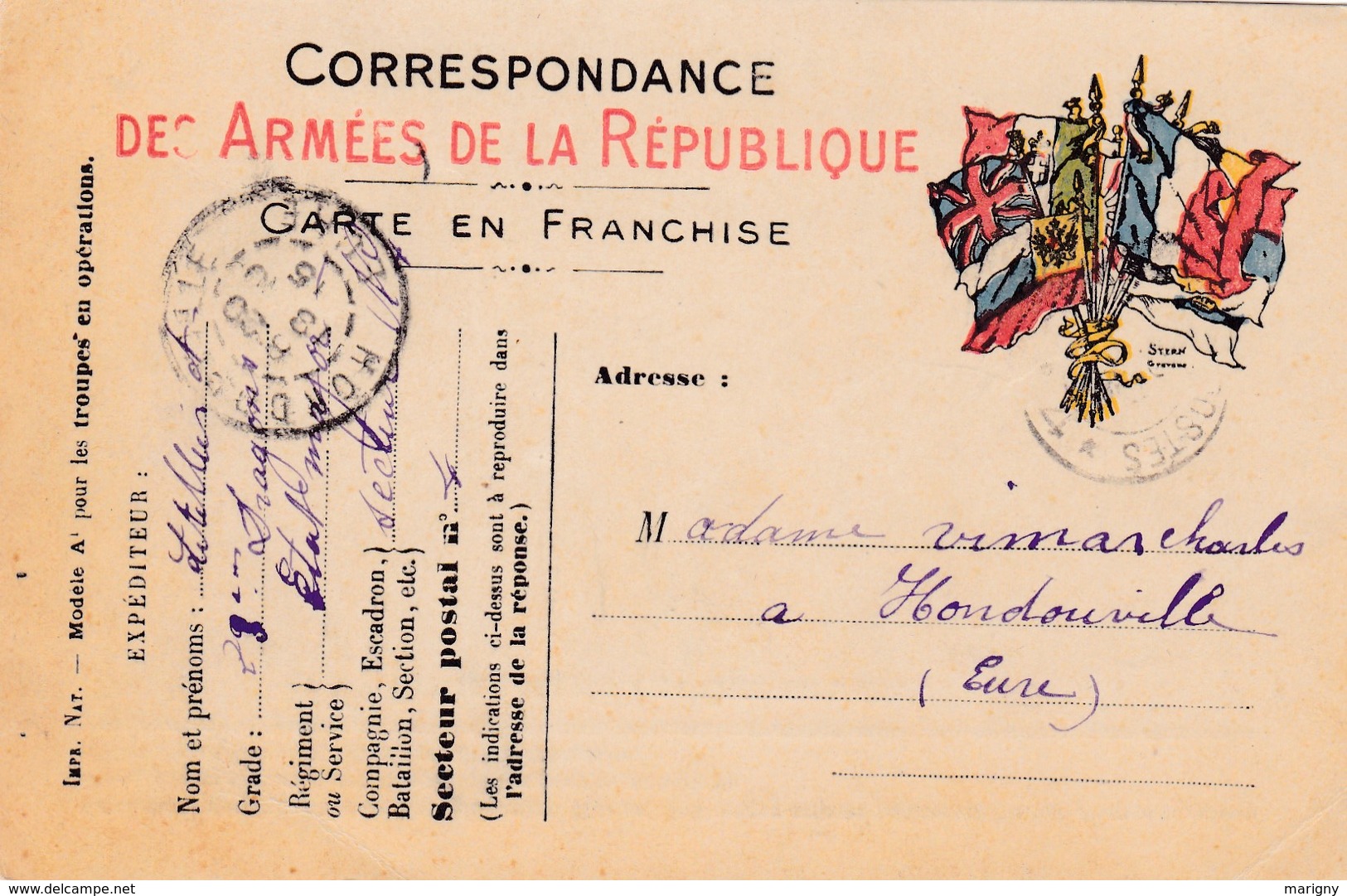 MILITARIA CORRESPONDANCE DES ARMEES DE LA REPUBLIQUE . - Documents