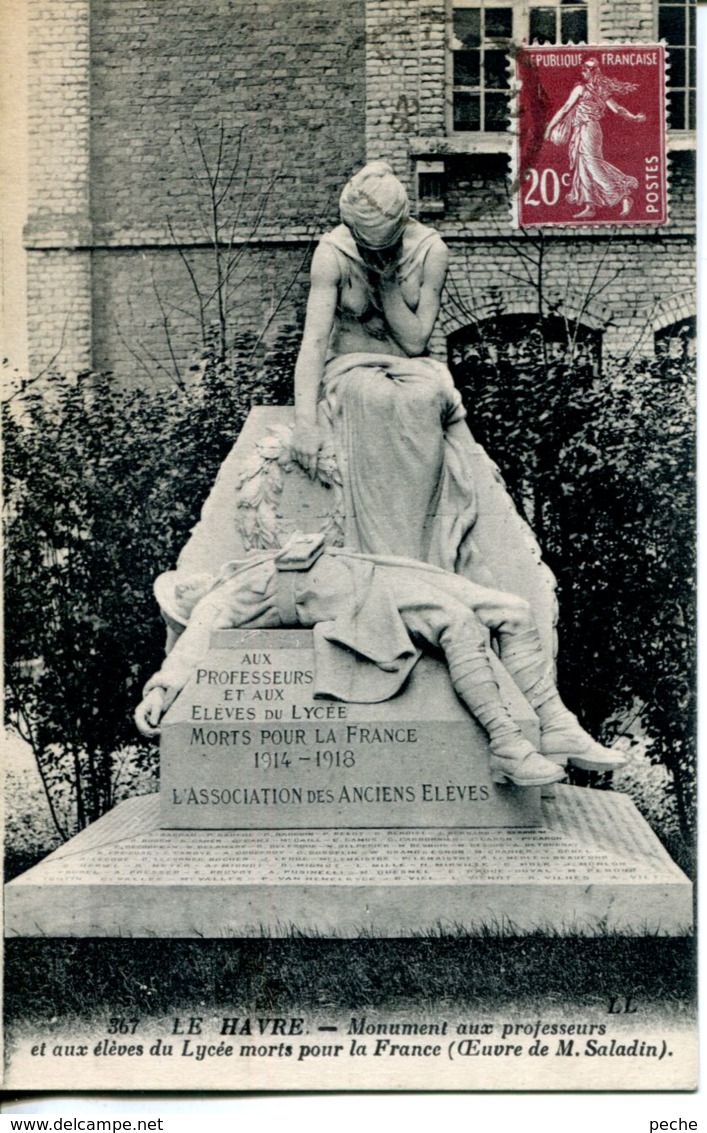 N°70260 -cpa Le Havre -monument Aux Professeurs Et élève Morts Pour La France- - Non Classés